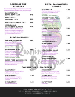 Menu at Tickled Tummy in Paris