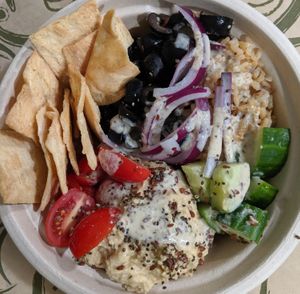 Mediterranean Hummus Rice Bowl at Tickled Tummy in Paris