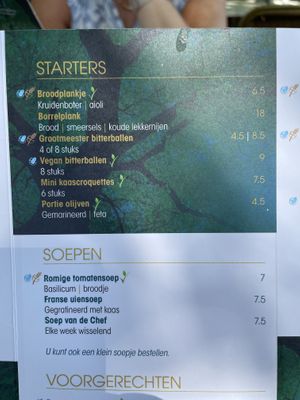 Menu  at Johanna's Hof in Castricum