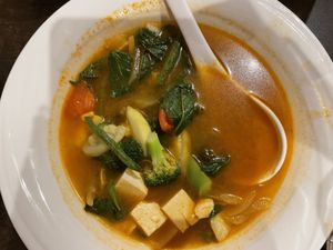 Lightly spicy vegan soup #Veganuary at Coco Garden in Rochester
