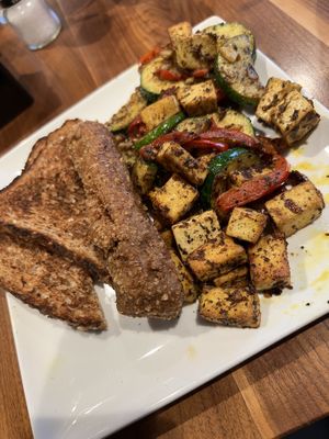 Tofu Scramble with Vegan Sausage and Multigrain Toast  at MSP - Peoples Organic - T1 in St Paul