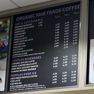 Beverage options with soy, hemp, almond & coconut milk  at MSP - Peoples Organic - T1 in St Paul