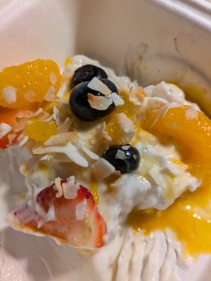 Tapioca pudding with passion fruit glaze and fruit (take-out) at The Kitchen in Jackson