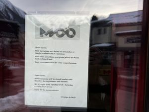 sign  at Moo in Chamonix-mont-blanc