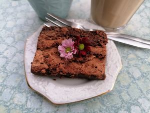 Delicious vegan brownie at Toet in Groningen
