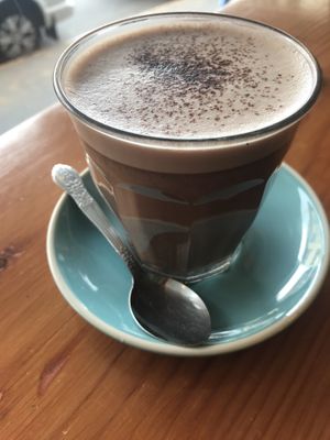 Hemp “hot” chocolate (served tepid) at Plant Based Wholefoods in Katoomba