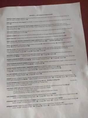 Brunch menu at Cobra Cabana in Richmond