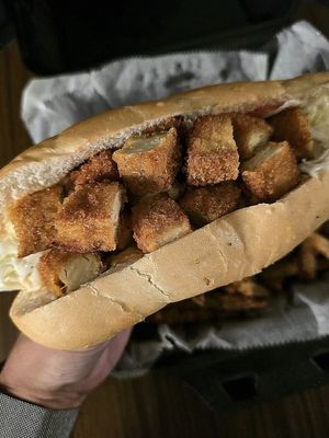 Edgar & Allen Frog Brothers Poe Boy with Tofu at Cobra Cabana in Richmond