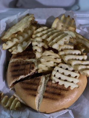 Buffalo chicken panini on white bread  at Hot Krust in Orlando