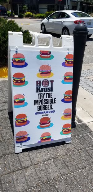 More promotion for the Impossible Burger. at Hot Krust in Orlando