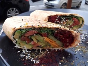 Avo nori Wrap - vegan version with vegan cheese at Falla in Wroclaw