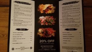 Menu at J.T. Bros in Yuma