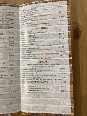 Menu at Indian Mehfil Taringa in Taringa