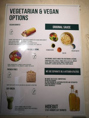 Explanation poster at Hideout Burrito in Tokyo