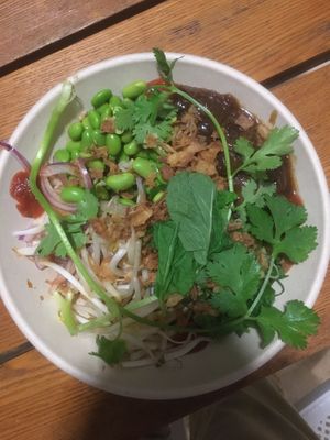 Sticky mushroom bowl at Raw + Rice in Noosa Heads