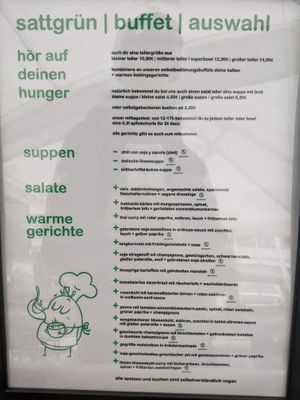 The menu at Sattgrün. at Sattgrün Kolumba Viertel - Mitte in Cologne