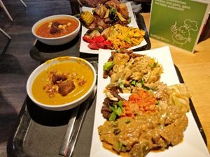 Our buffet selection plus two of the soups at Sattgrün Kolumba Viertel - Mitte in Cologne