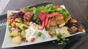 Various items from the buffet I (June 2024) at Sattgrün Kolumba Viertel - Mitte in Cologne