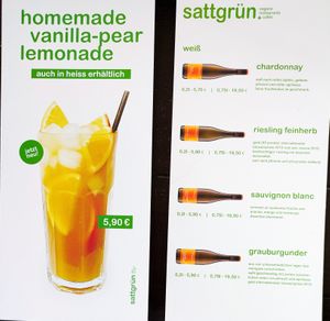 Menu page at Sattgrün Kolumba Viertel - Mitte at Sattgrün Kolumba Viertel - Mitte in Cologne