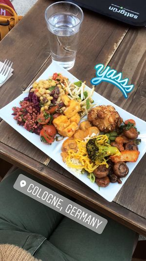 A beautiful mosaic of vegan food.  at Sattgrün Kolumba Viertel - Mitte in Cologne