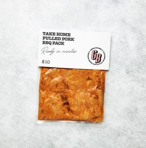 Plant Based Snack: Slow-cooked, pulled soy meat in a Carolina style mustard BBQ sauce. 300g at Green Burger in Collingwood