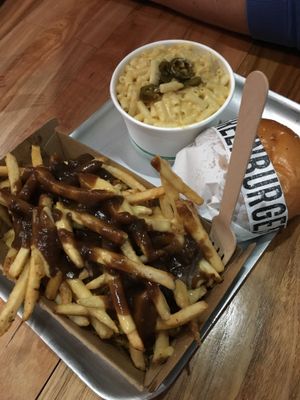 Poutine, cheese burger and Mac n cheese  at Green Burger in Collingwood