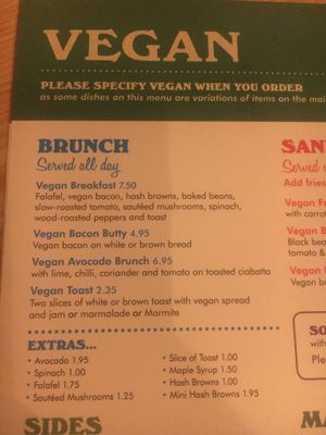 Vegan brunch options at Lounges - Marciano Lounge in Woking