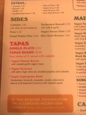 Vegan tapas at Lounges - Marciano Lounge in Woking