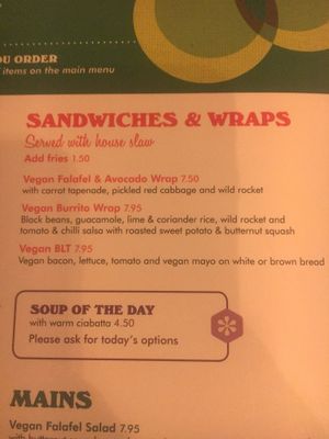 Vegan sandwiches and wraps at Lounges - Marciano Lounge in Woking