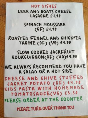 Menu 1? at The GreenHouse Cafe in Shrewsbury