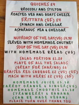 Menu 2 at The GreenHouse Cafe in Shrewsbury