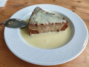 Vegan syrup sponge and custard at The GreenHouse Cafe in Shrewsbury
