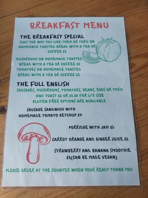 Menu at The GreenHouse Cafe in Shrewsbury