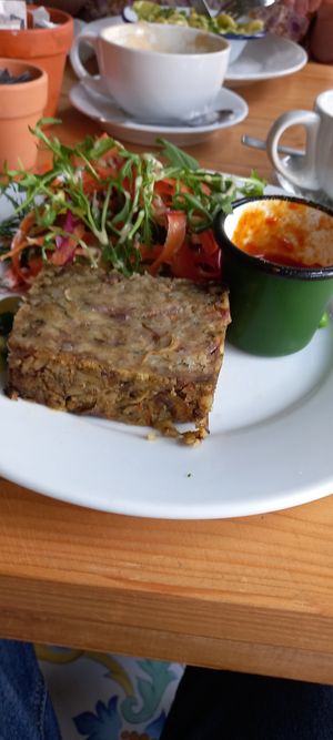 Nut roast with homemade chutney at The GreenHouse Cafe in Shrewsbury