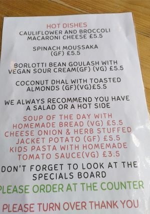 Menu page 1 (May 2024) at The GreenHouse Cafe in Shrewsbury