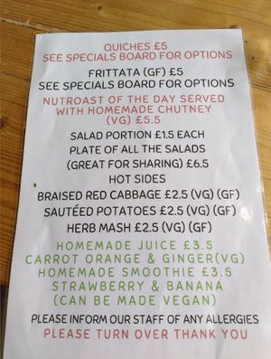 Menu page 2 (May 2024) at The GreenHouse Cafe in Shrewsbury