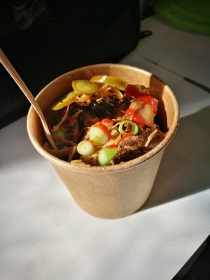 Spicy mushroom noodles at Vegetate in Aylesbury