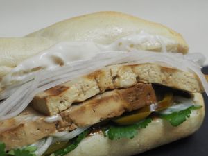 Bahn mi Vietnamese style baguette. at Vegetate in Aylesbury