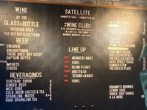 Wall menu   at Satellite in Santa Barbara