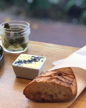 Bread. Butter. Pickles. (Gluten Free bread and vegan butter available!) at Satellite in Santa Barbara