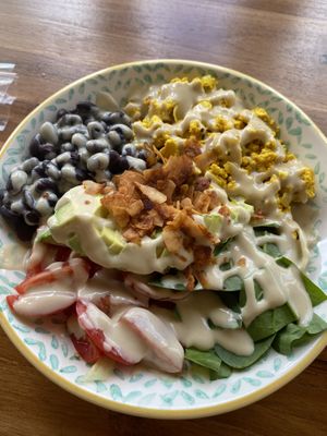 Scramble tofu with lemon tahini. Yum!!! at One Happy Bowl in Noord