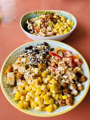 Tofu scramble bowl (in the back) was the best  at One Happy Bowl in Noord