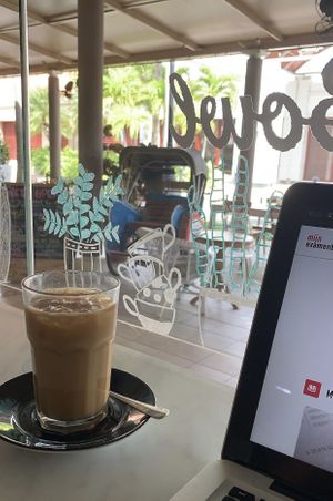 Their delicious iced latte. at One Happy Bowl in Noord