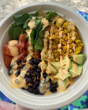 Tofu scramble bowl (not a fan)   at One Happy Bowl in Noord