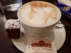 Vegan chocolate cake with the coffee.  at MammaMia in The Hague