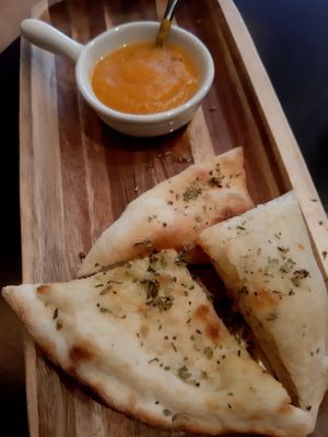 Free starter with vegan dip.  at MammaMia in The Hague