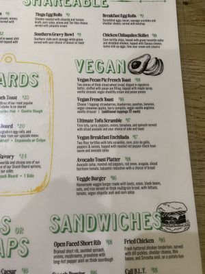 Vegan menu options   at Green Eggs Cafe - Midtown Village in Philadelphia