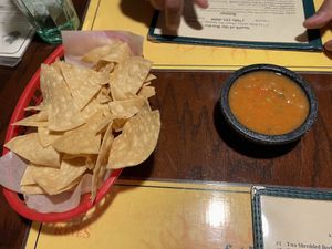 Salsa and chips  at South of the Border in Desert Hot Springs