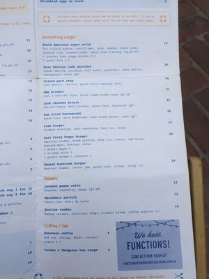 Menu at The Boatbuilders Yard in Melbourne