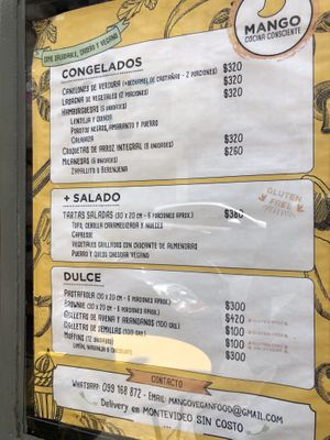 Delivery menu at Mango in Montevideo